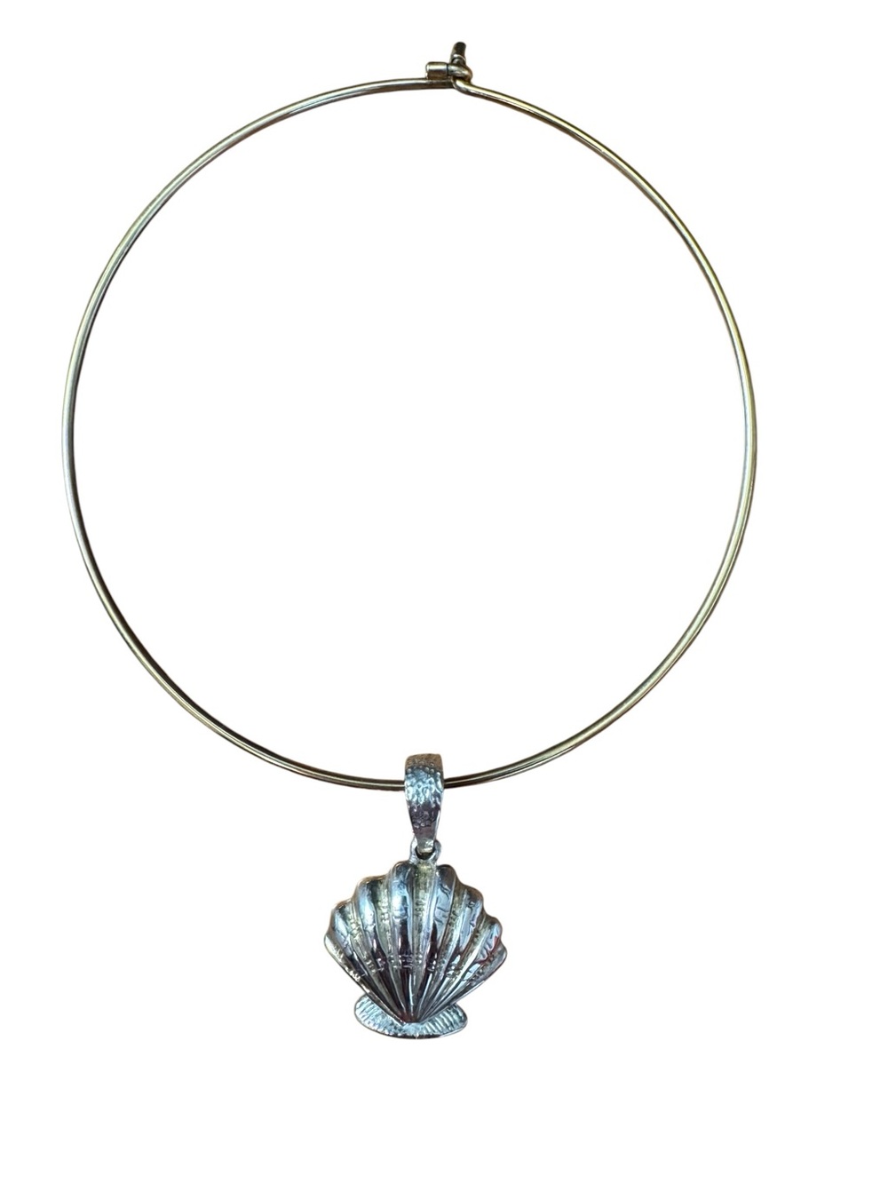 Vintage Silver and Gold SeaShell Pendant Choker Necklace